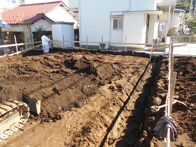 藤沢市の注文住宅　シームレス構造の家【H様邸】基礎工事